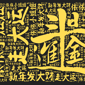 Word2art Wallpapers-依依小姐姐 新年发大财 走大运
